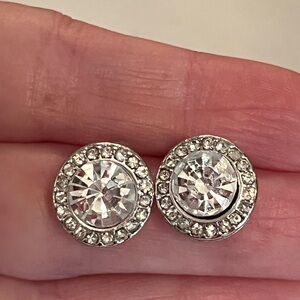Silver Rhinestone Stud Earrings